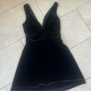 Express Black Velvet Mini Dress with V-Neck